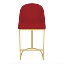 Ver imagem 4 de Kit 08 Banquetas Altas Bela Suede Vermelho Base Metálica Industrial Dourado - Pallazio