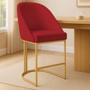 Ver imagem 3 de Kit 08 Banquetas Altas Bela Suede Vermelho Base Metálica Industrial Dourado - Pallazio