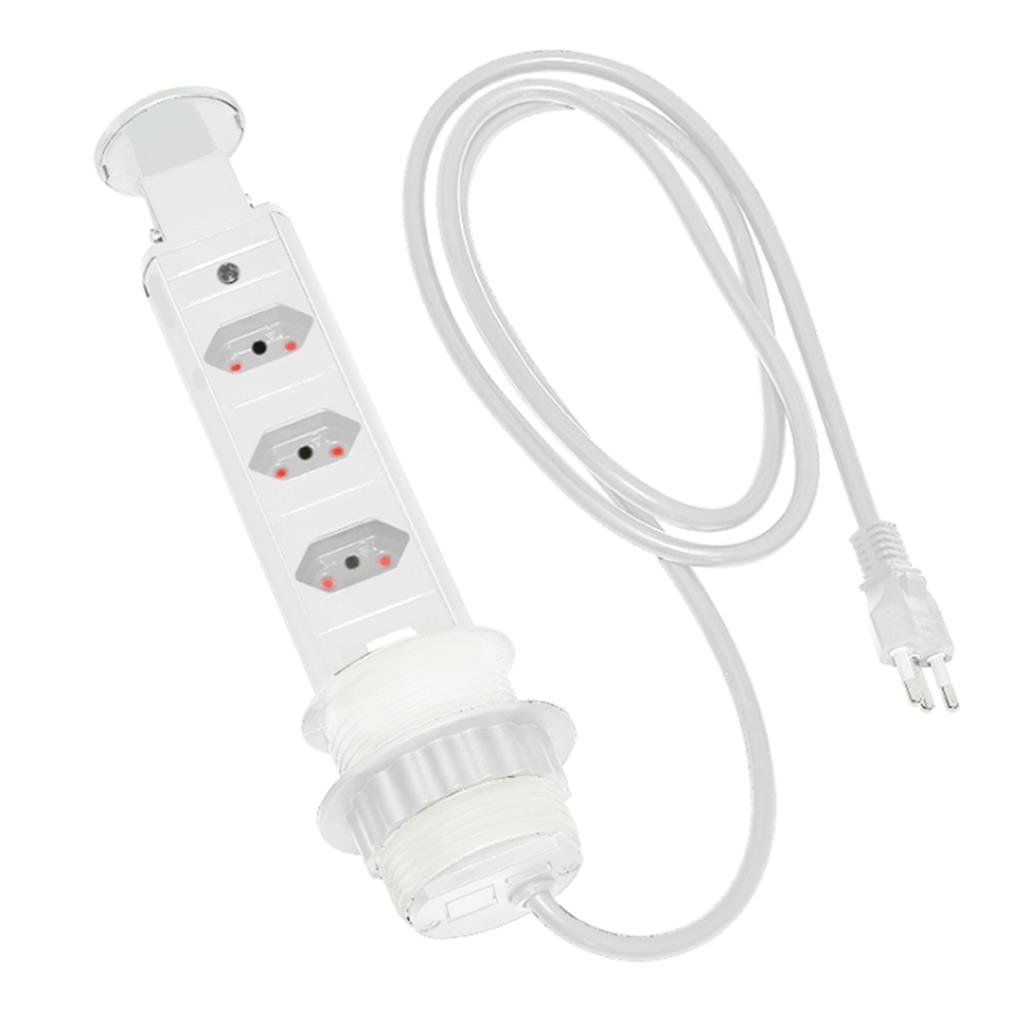 Torre De Tomada Renna Retrátil De Embutir Multiplug Branca - 1