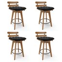 Ver imagem 1 de Kit 04 Banquetas Giratória Costela Suede Base Madeira MA70 - D’Rossi - Preto