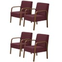 Ver imagem 1 de Kit 4 Poltronas Decorativas 1 Lugar Luna Braço Madeira D Salla Suede Bordô
