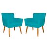 Kit 2 Poltronas Decorativa Sala Cecília Suede Aul Turquesa - 1