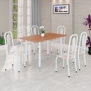Ver imagem 1 de Conjunto para Sala de Jantar com 6 Cadeiras Lívia Branco/Bege