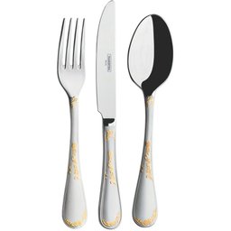 Faqueiro Renascença 130pç. Aço Inox Detalhe Ouro Tramontina - 4 Faqueiro Renascença 130pç. Aço Inox Detalhe Ouro Tramontina - 4