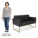 Ver imagem 6 de Sofá Namoradeira e 2 Poltronas Base Industrial Dourado Ana Sintético Pu Preto - Ibiza