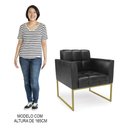 Ver imagem 7 de Sofá Namoradeira e 2 Poltronas Base Industrial Dourado Ana Sintético Pu Preto - Ibiza