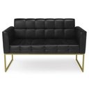 Ver mais imagens de Sofá Namoradeira e 2 Poltronas Base Industrial Dourado Ana Sintético Pu Preto - Ibiza