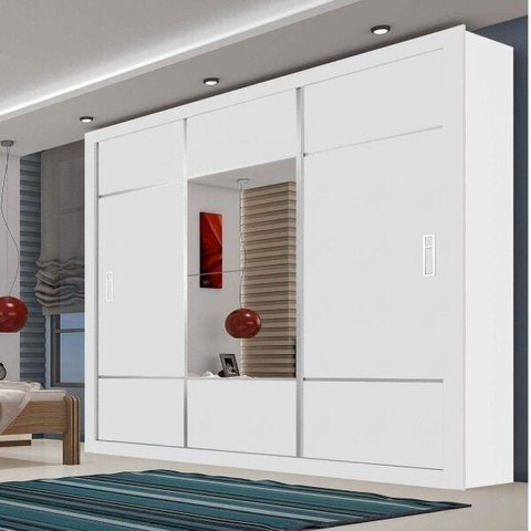 Guarda-Roupa Casal com Espelho 3 Portas de Correr Lotse Espresso Móveis