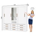 Ver imagem 4 de Guarda-Roupa Casal com Espelho 3 Portas de Correr Anjos Branco