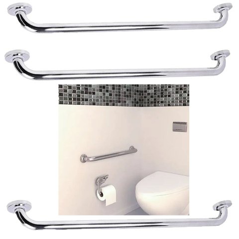 Alça Barra Apoio Kit 3 Uni Inox 70cm Gestante Deficiente Acessivel Idoso Criança Suporte Segurança A