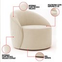 Ver imagem 3 de Poltrona Decorativa Orgânica Lua Cotelê/veludo Bege D03 - D’Rossi
