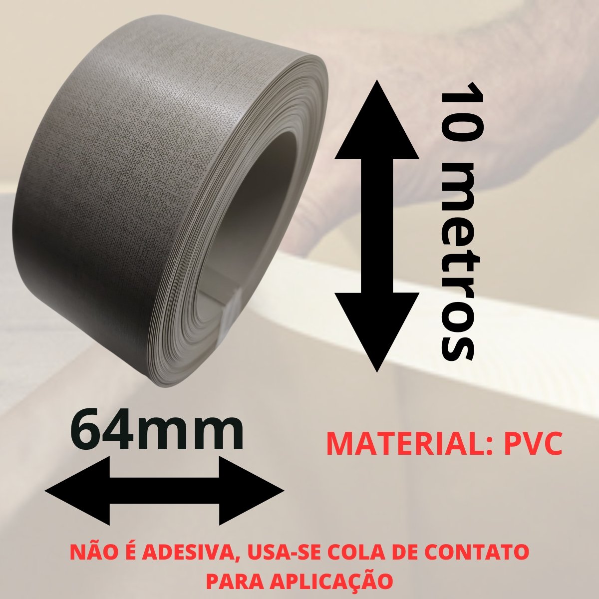 Fita de Borda para Mdf Cinza Tessila 64mm X 10m Moveis Greenplac Revestimento - 3