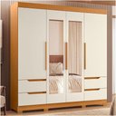 Ver imagem 3 de Guarda Roupa Solteiro Vivacce 4 Portas de Bater com Espelho e Cômoda Sapateira 4 Gavetas MDP