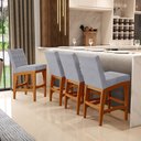 Ver imagem 3 de Kit 03 Banquetas Baixa Para Cozinha Bancada Bar Sala Jantar Fixa Mila L02 Suede Cinza - Lyam Decor B