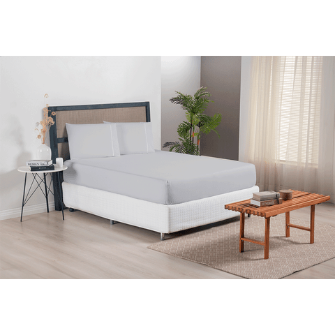 Jogo de Lençol Casal King Size Versatile Ponto Palito Simples 3 Peças Micropercal 300 Fios:cinza