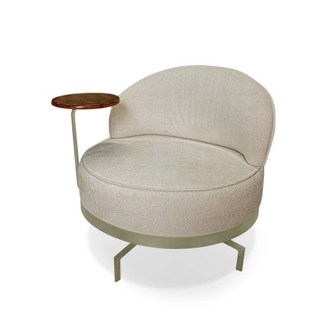 Poltrona Giratória Glamour Linho Boucle - Lucadi Home