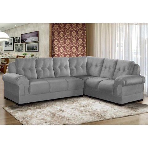 Sofá de Canto Rubi 5 Lugares Suede 2,67x2,02m Base Removível Sofá Casa
