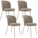 Ver imagem 1 de Kit 04 Cadeiras para Sala de Jantar Cozinha Estofada Gavi Arena L02 Bouclê Bege - Lyam Decor