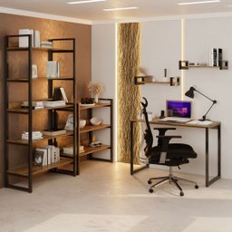 Mesa Escrivaninha Industrial Home Office Desk 90 Marrom - 3