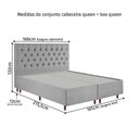 Ver imagem 4 de Kit Cama Box Queen e Cabeceira em Madeira Maciça Estofada Espresso Móveis Cinza/Linho