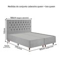 Ver imagem 3 de Kit Cama Box Queen e Cabeceira em Madeira Maciça Estofada Espresso Móveis Cinza/Linho