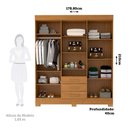 Ver imagem 3 de Guarda Roupa Casal 100% Mdf 6 Portas 3 Gavetas com Espelho Débora Acp Móveis Cinamomo
