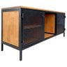 Rack de Madeira e Ferro Modelo Industrial com 2 Portas de Chapas - Cores Preto e Castanheira - 8