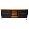 Rack de Madeira e Ferro Modelo Industrial com 2 Portas de Chapas - Cores Preto e Castanheira - 1