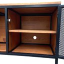 Ver imagem 7 de Rack de Madeira e Ferro Modelo Industrial com 2 Portas de Chapas - Cores Preto e Castanheira