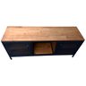 Rack de Madeira e Ferro Modelo Industrial com 2 Portas de Chapas - Cores Preto e Castanheira - 11