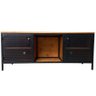 Rack de Madeira e Ferro Modelo Industrial com 2 Portas de Chapas - Cores Preto e Castanheira - 12