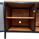 Ver imagem 6 de Rack de Madeira e Ferro Modelo Industrial com 2 Portas de Chapas - Cores Preto e Castanheira