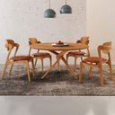 Ver imagem 1 de Sala de Jantar Mesa Ballare 135cm Tampo Laminado Redondo com 4 Cadeiras Solaris Gold