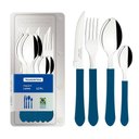 Ver imagem 3 de Faqueiro Tramontina Leme com Lâminas em Aço Inox e Cabos de Polipropileno Azul 12 Peças