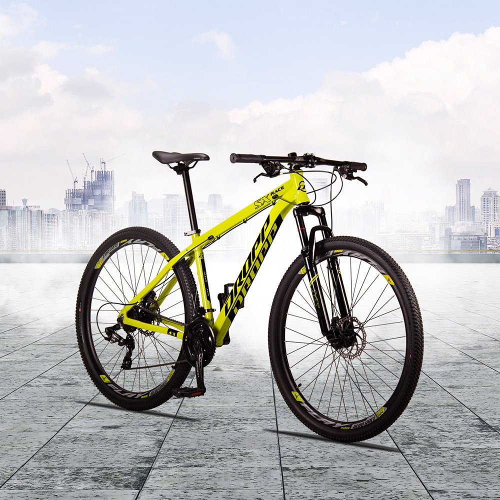 Bicicleta Aro 29 Quadro 15 Alumínio 24v Shimano Freio Mecânico SX Race Amarelo/Preto - Dropp - 2