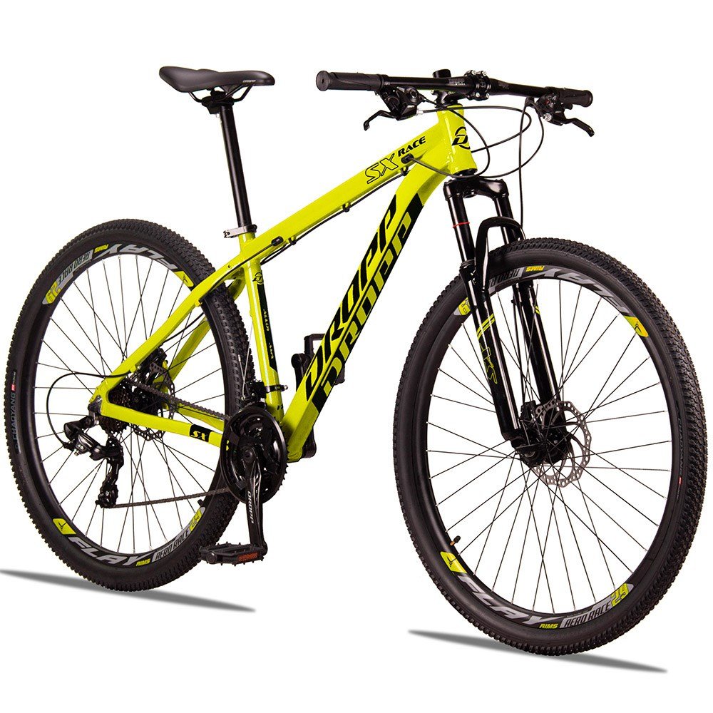 Bicicleta Aro 29 Quadro 15 Alumínio 24v Shimano Freio Mecânico SX Race Amarelo/Preto - Dropp - 1