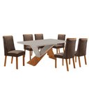 Ver imagem 2 de Mesa de Jantar Yasmin 180cm Tampo MDF Vidro Canto Copo com 6 Cadeiras Yasmin