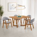 Ver imagem 1 de Conjunto Mesa de Jantar 1,20m Amadeirada com 4 Cadeiras em Linho Cinza e Base de Madeira – Linha Evo