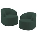 Ver imagem 2 de Kit 02 Poltronas Giratória Orgânica para Sala de Estar Living Helena L02 Suede Verde Musgo - Lyam