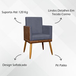 Kit 2 Poltronas Decorativas Lis Corino e Suede Cores Pé Palito 30cm - 6