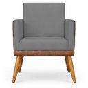 Ver imagem 6 de Kit 2 Poltronas Decorativa para Sala Recepção Escritório Assento Confortável Lis Suede e Corino
