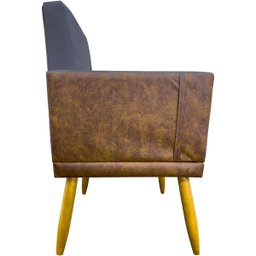 Kit 2 Poltronas Decorativas Lis Corino e Suede Cores Pé Palito 30cm - 4