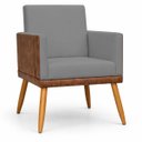 Ver imagem 7 de Kit 2 Poltronas Decorativa para Sala Recepção Escritório Assento Confortável Lis Suede e Corino