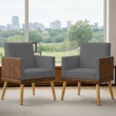 Ver imagem 1 de Kit 2 Poltronas Decorativa para Sala Recepção Escritório Assento Confortável Lis Suede e Corino