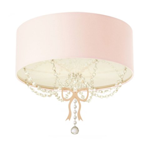 Luminária Plafon Infantil Laço Cúpula Rosa 40x15 2e27