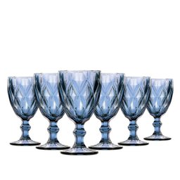 Jogo de Taças Água Diamante Azul 260ml Vidro Class Home - 1