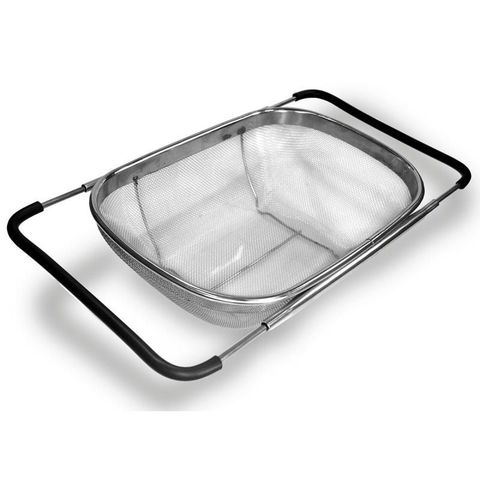 Escorredor de Pia Inox Ajustável Multiuso Alças Retráteis