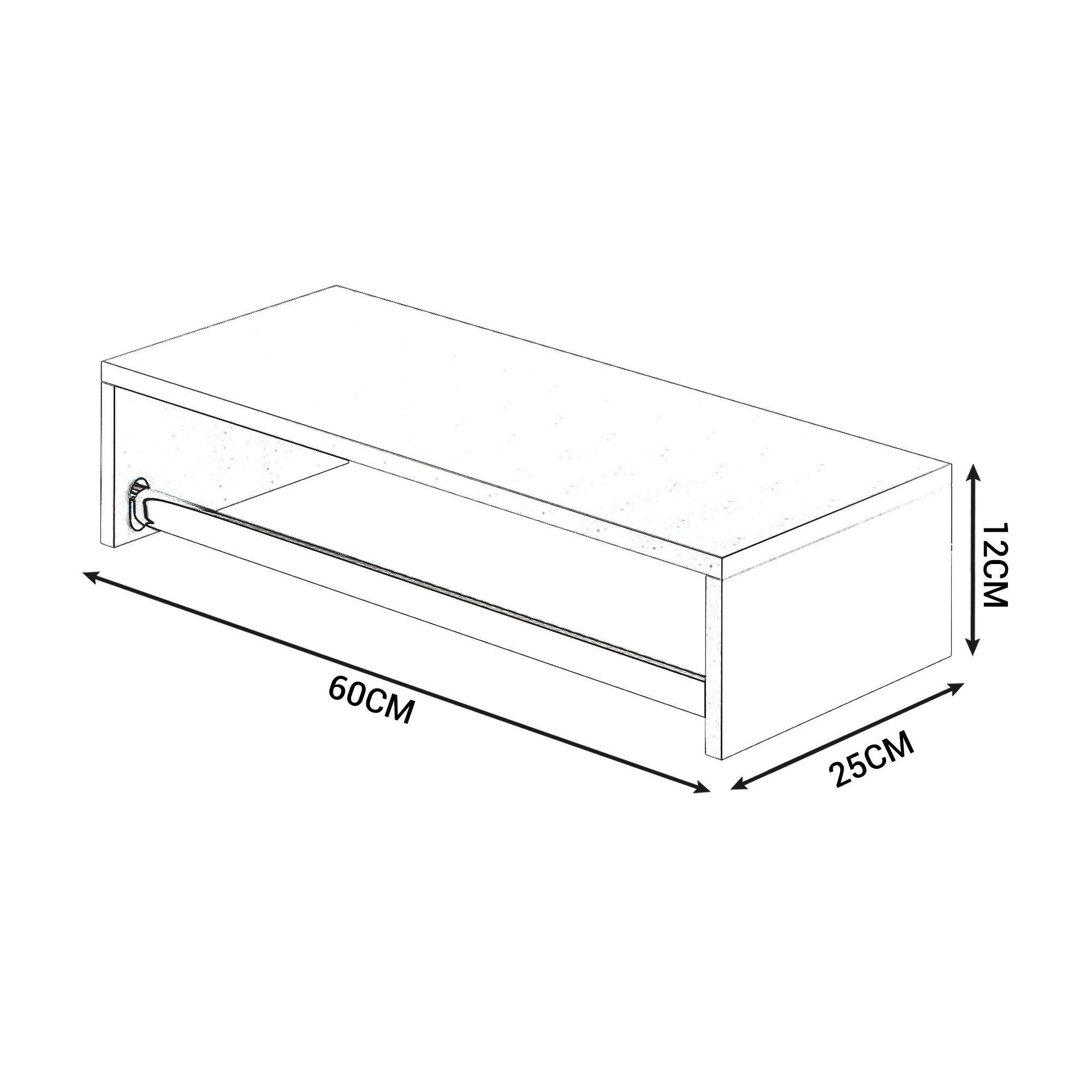 Cabideiro Mdf de Parede Arara  Para Espaços Pequenos - 60 cm Nicho Moderno Preto - 2