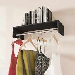 Cabideiro Mdf de Parede Arara  Para Espaços Pequenos - 60 cm Nicho Moderno Preto - 1