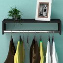 Ver imagem 4 de Cabideiro Mdf de Parede Arara  Para Espaços Pequenos - 60 cm Nicho Moderno Preto